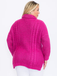 PLUS SIZE LONG SLEEVES PULLOVER TURTLE NECK SWEATER