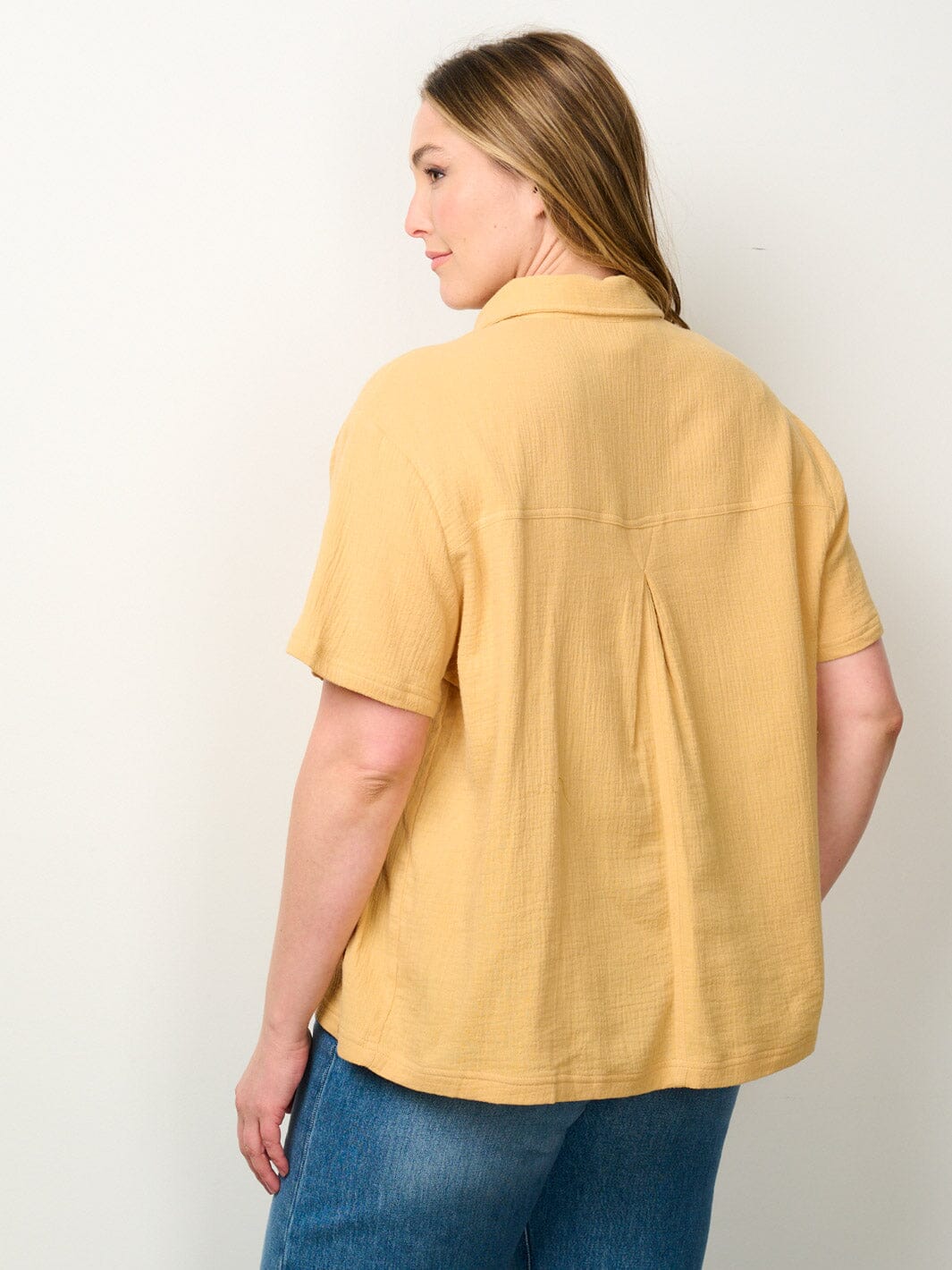 PLUS SIZE SHORT SLEEVE BUTTON UP BLOUSE TOP