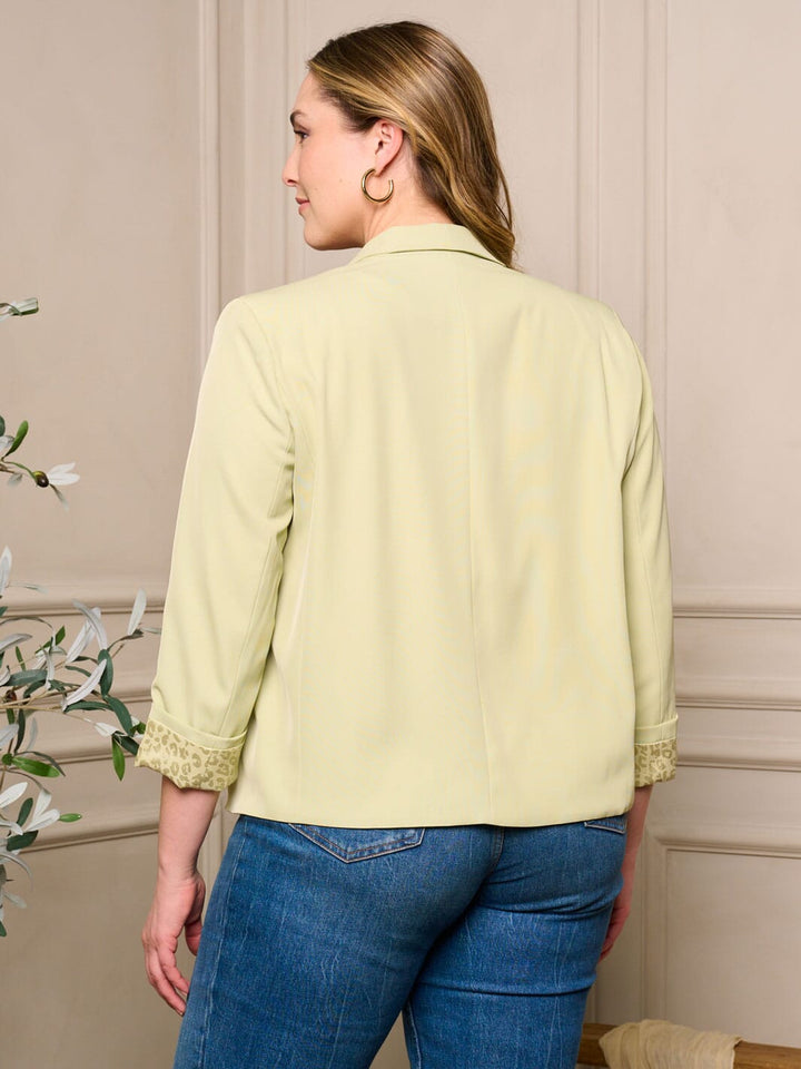 PLUS SIZE 3/4 SLEEVE OPEN FRONT BLAZER