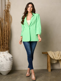 WOMEN'S 3/4 SLEEVE BUTTON CLOSURE BLAZER
