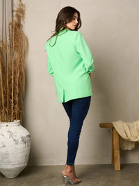 WOMEN'S 3/4 SLEEVE BUTTON CLOSURE BLAZER