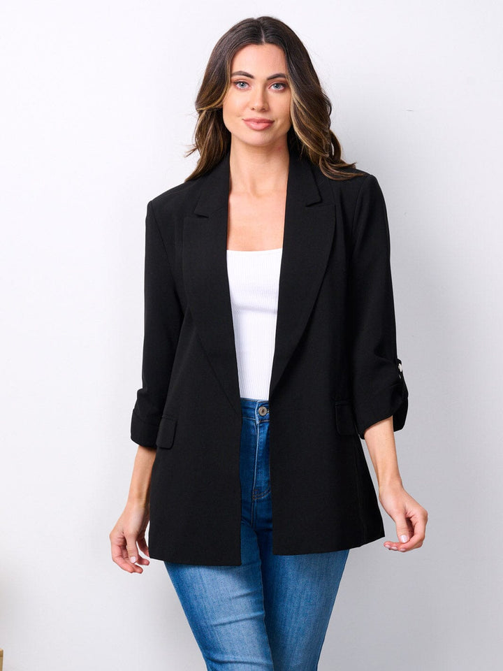 WOMEN'S 3/4 SLEEVE BUTTON CLOSURE BLAZER