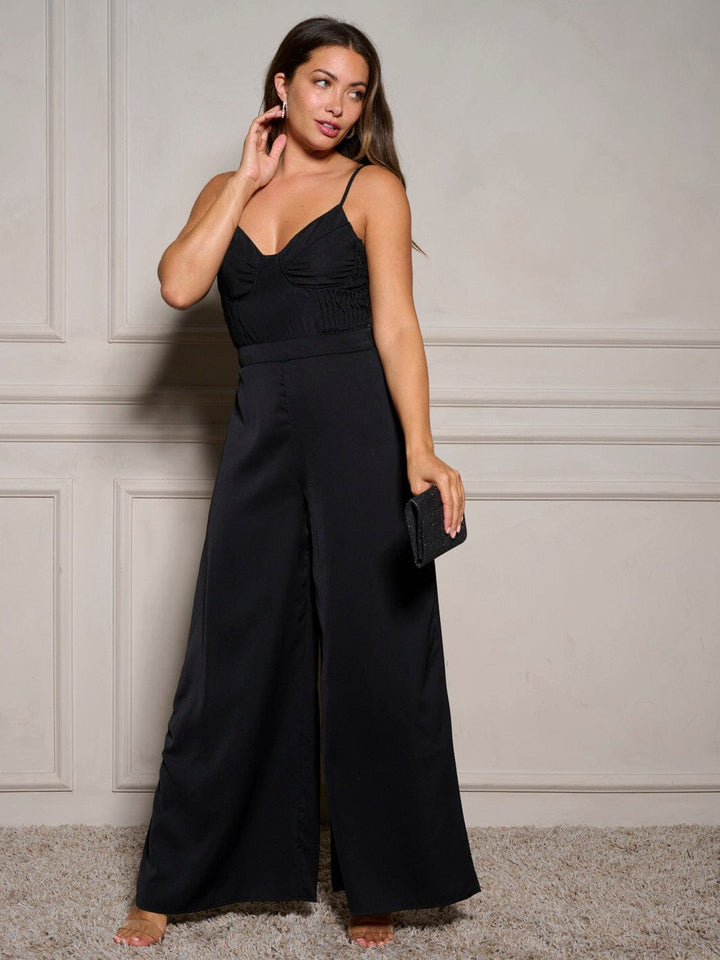 WOMEN'S SLEEVELESS V-NECK WIDE LEG JUMPSUIT