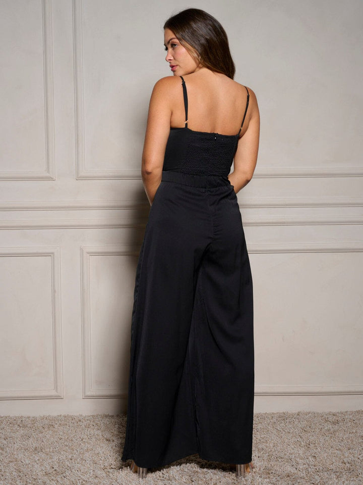 WOMEN'S SLEEVELESS V-NECK WIDE LEG JUMPSUIT