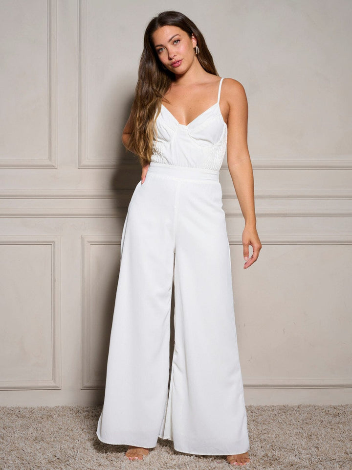 WOMEN'S SLEEVELESS V-NECK WIDE LEG JUMPSUIT