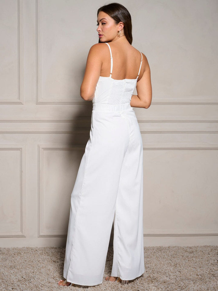 WOMEN'S SLEEVELESS V-NECK WIDE LEG JUMPSUIT