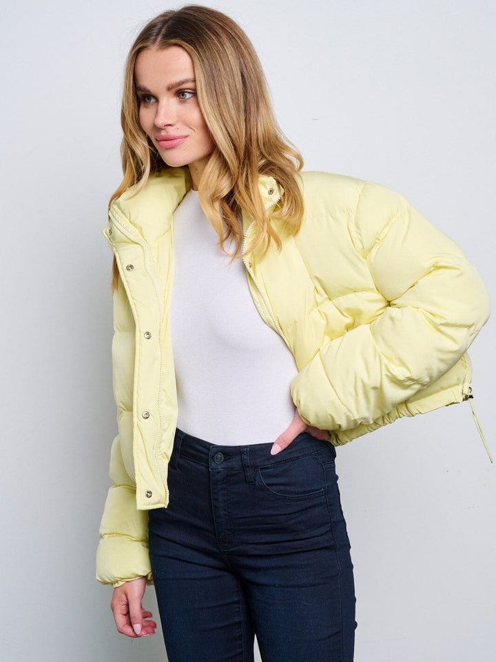 WOMEN'S LONG SLEEVE BUTTON CLOSURE ZIP UP PUFFER JACKET