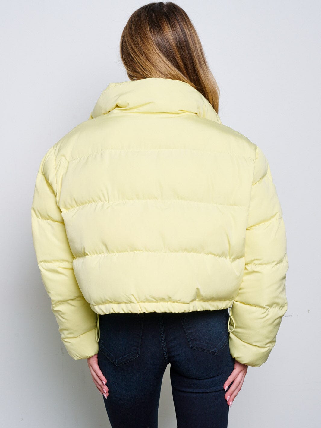 WOMEN'S LONG SLEEVE BUTTON CLOSURE ZIP UP PUFFER JACKET