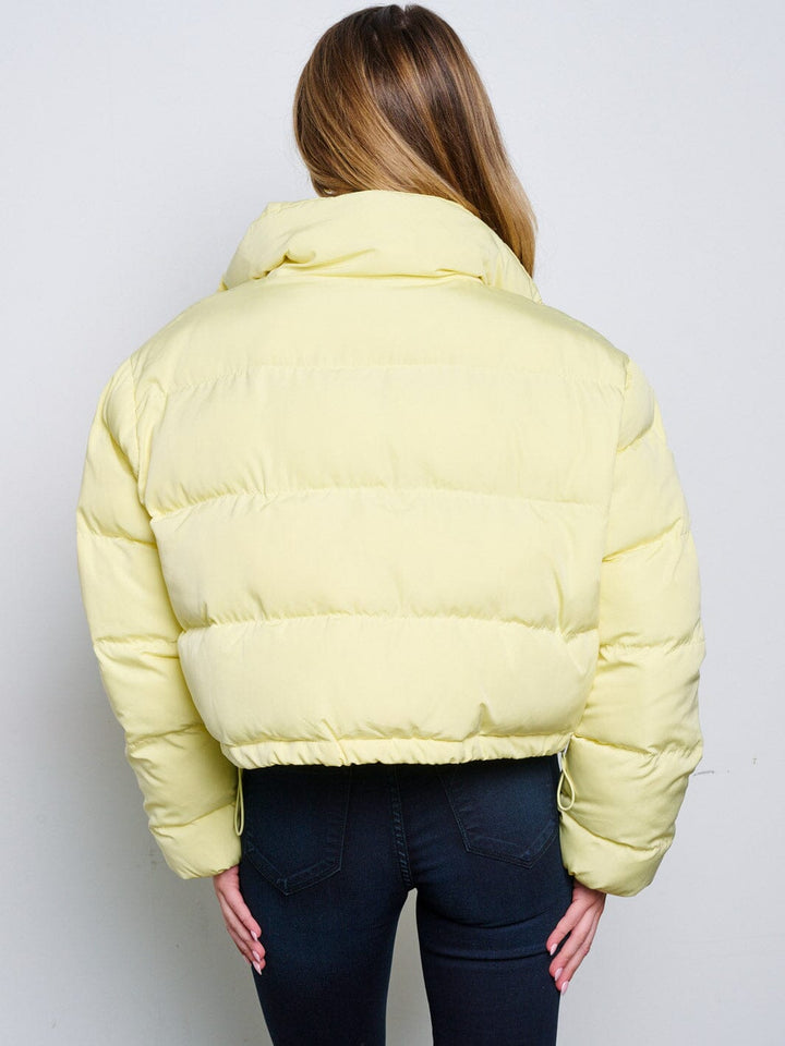 WOMEN'S LONG SLEEVE BUTTON CLOSURE ZIP UP PUFFER JACKET