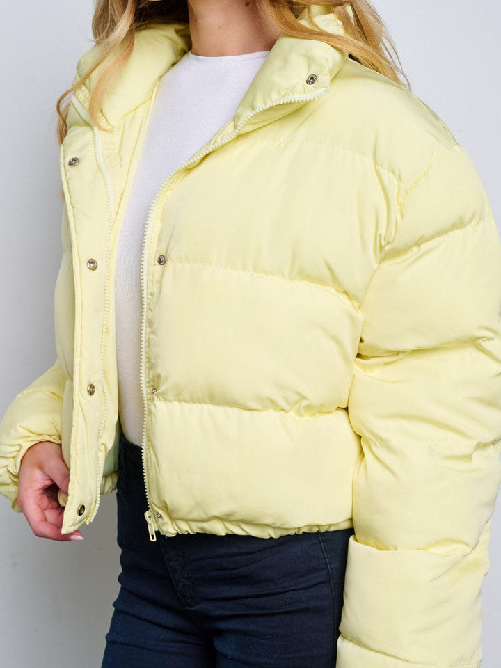WOMEN'S LONG SLEEVE BUTTON CLOSURE ZIP UP PUFFER JACKET