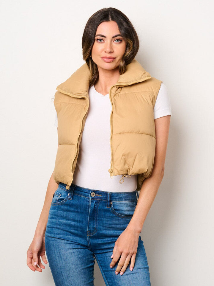 WOMEN'S SLEEVELESS ZIP UP PUFFER VEST