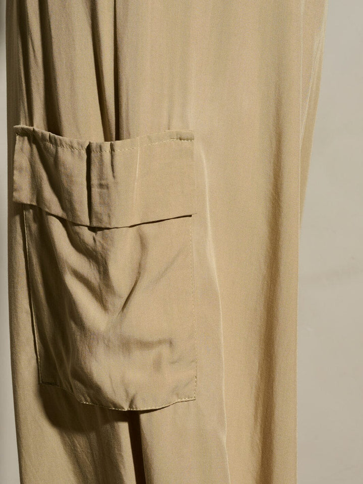 WOMEN'S ELASTIC WAIST SELF TIE JOGGER LEGS POCKETS PANTS