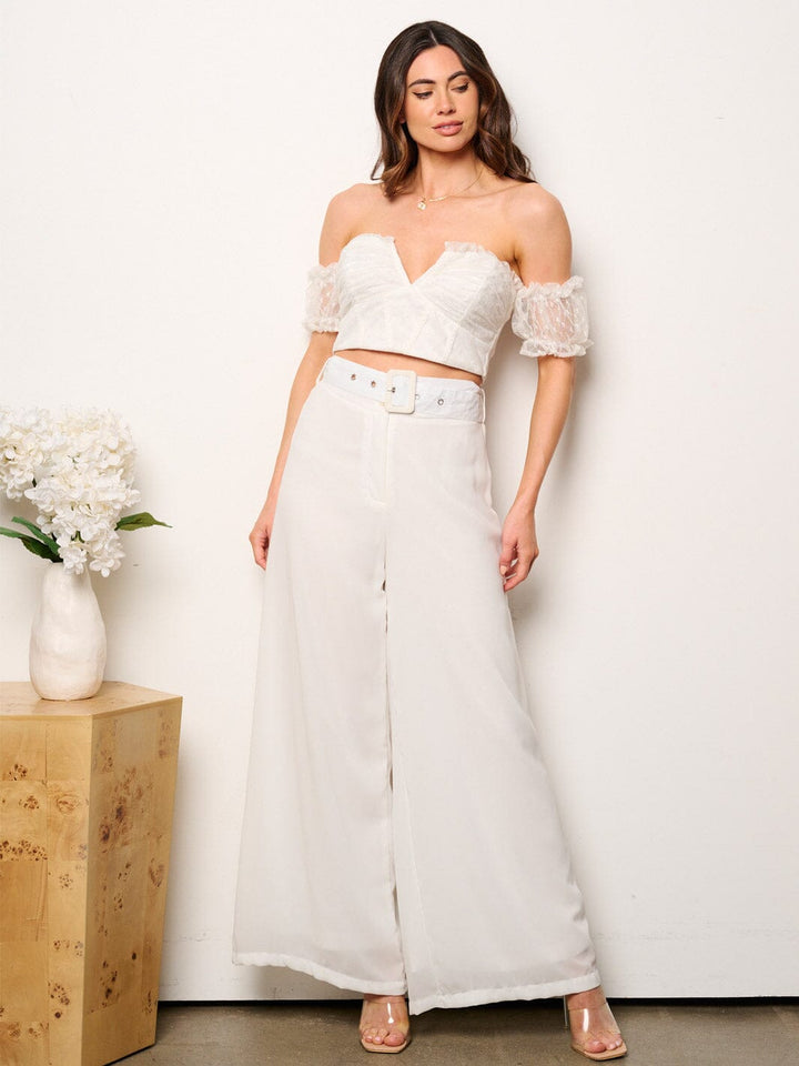 WOMEN'S CROP TOP & WIDE LEG PANTS 2PC. SET