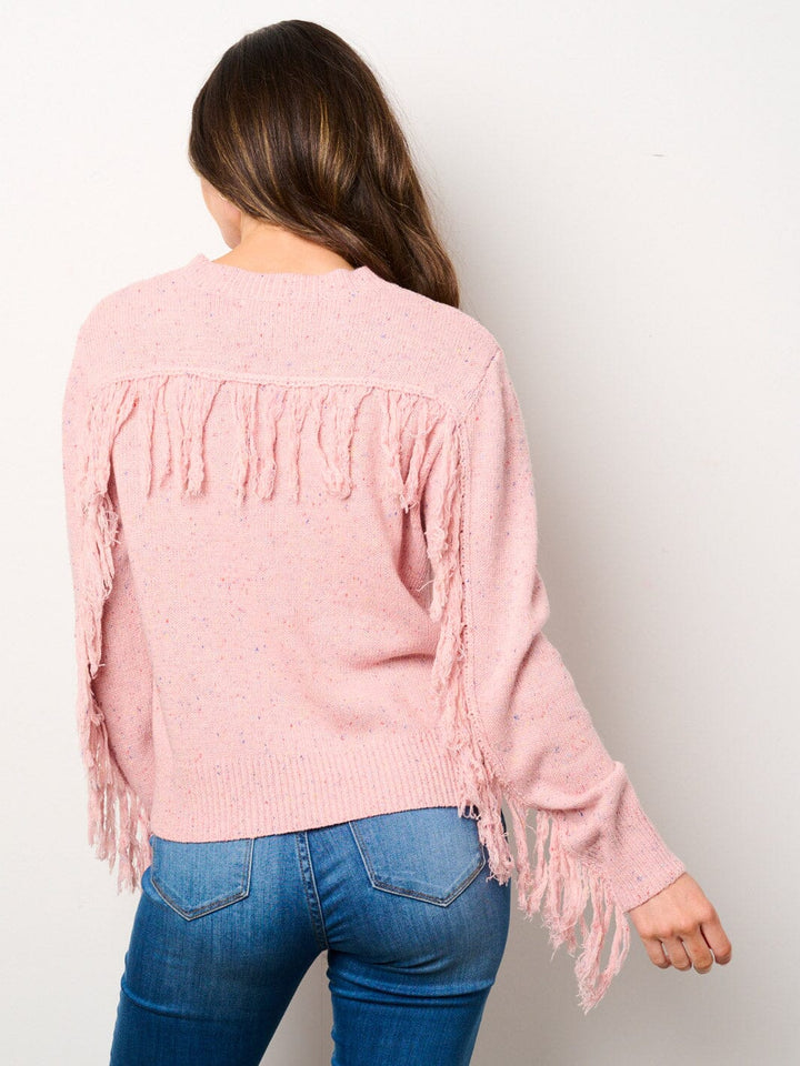 WOMEN'S LONG FRINGE SLEEVES MULTI COLOR SWEATER