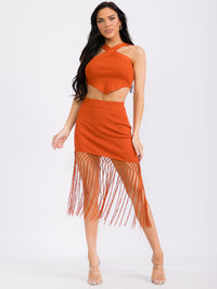 WOMEN'S SLEEVELESS HALTER NECK CROP TOP