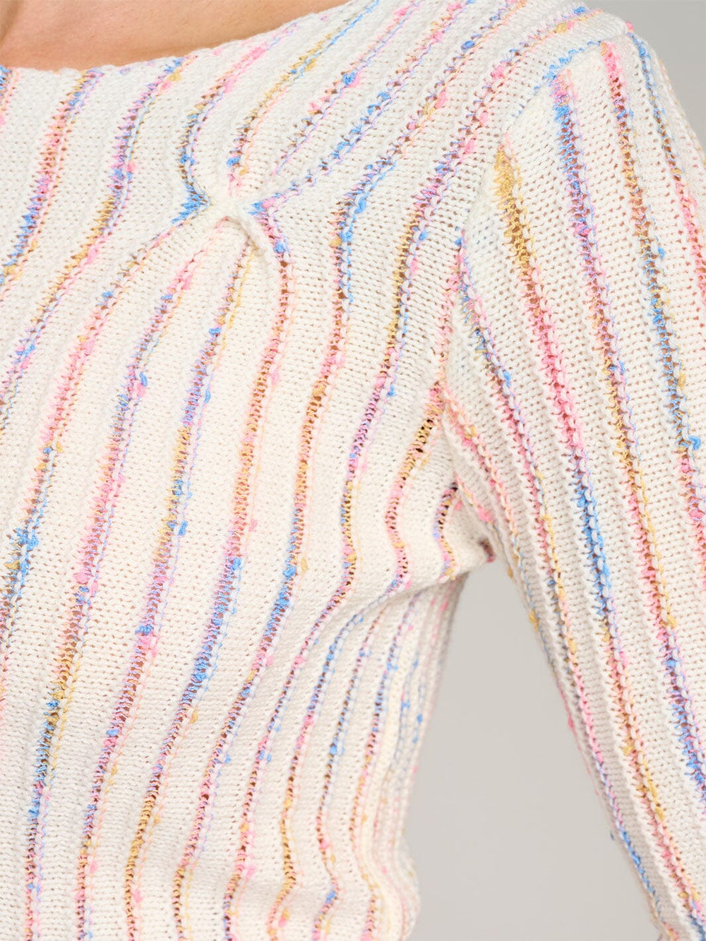 WOMEN'S LONG SLEEVE MULTI STRIPES KNIT TOP