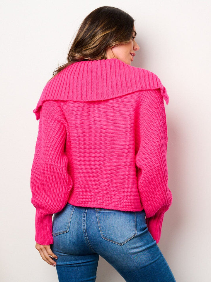 WOMEN'S LONG SLEEVE V-NECK COLLAR PULLOVER SWEATER