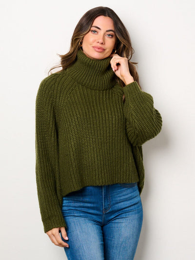 WOMEN'S LONG SLEEVE TURTLE NECK PULLOVER SWEATER