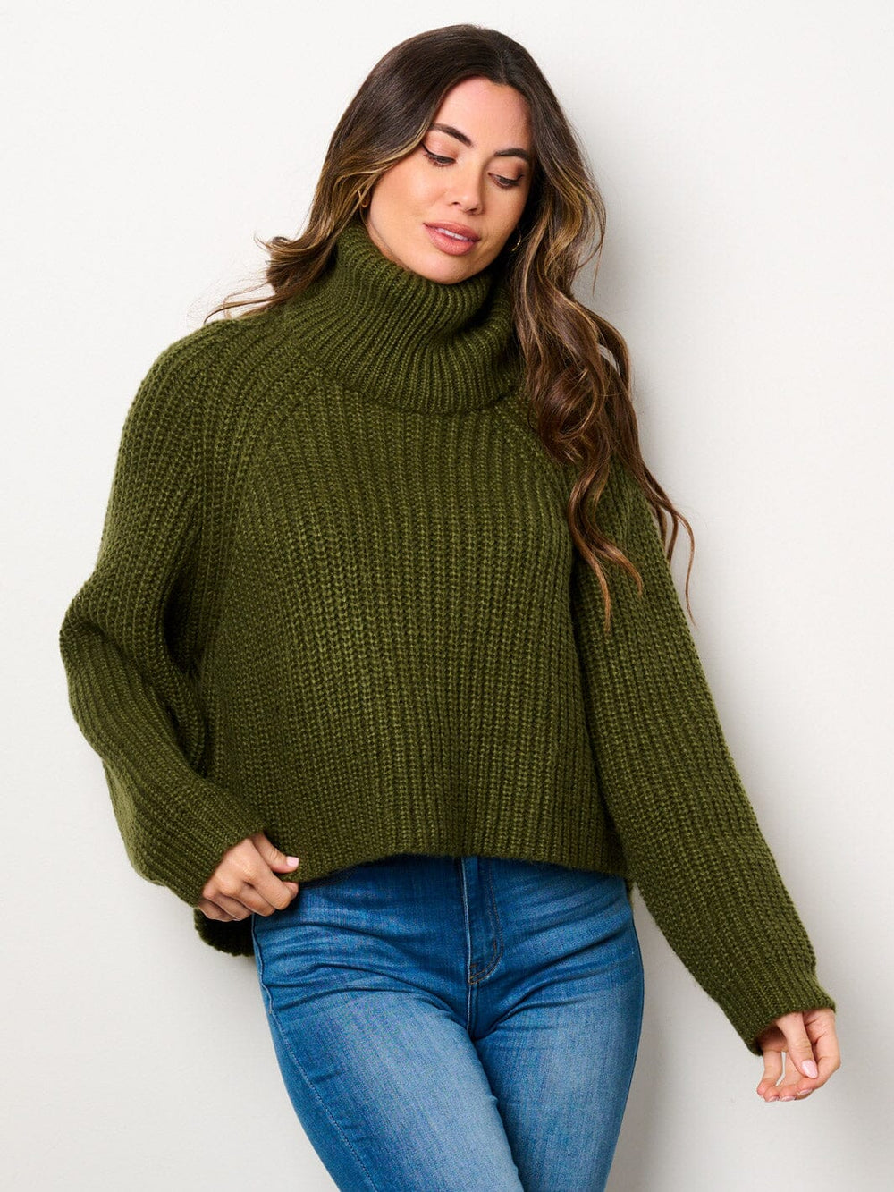 WOMEN'S LONG SLEEVE TURTLE NECK PULLOVER SWEATER