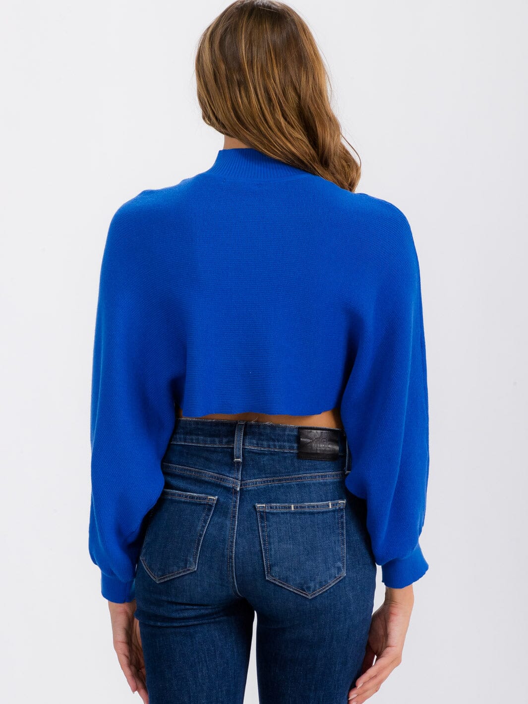 WOMEN'S LONG SLEEVE MOCK NECK KNIT CROP TOP