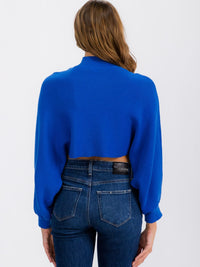 WOMEN'S LONG SLEEVE MOCK NECK KNIT CROP TOP