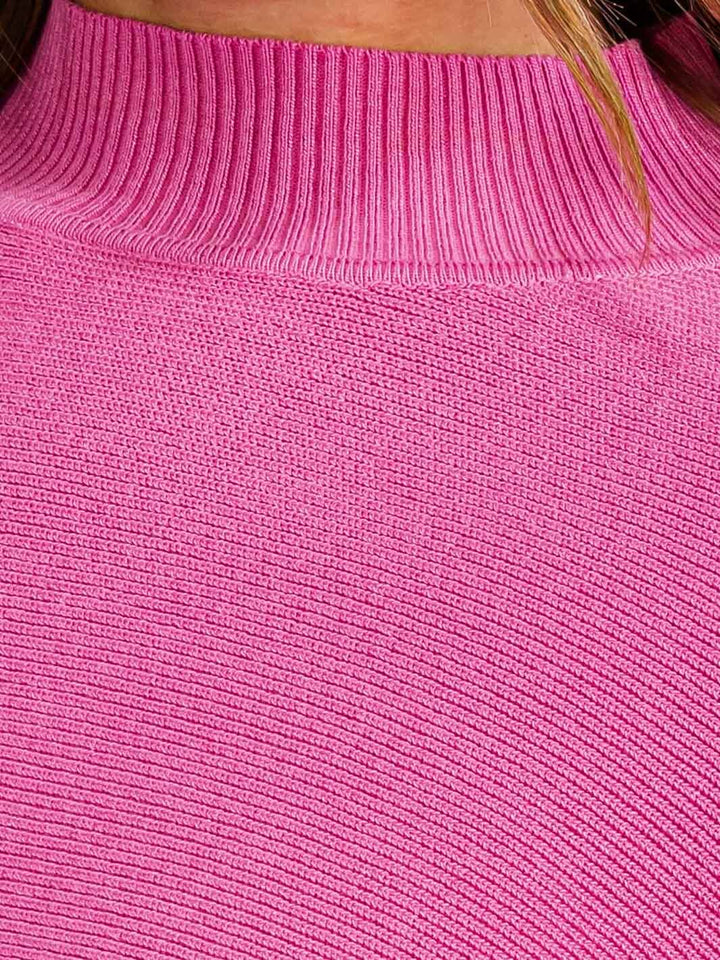 WOMEN'S LONG SLEEVE MOCK NECK KNIT CROP TOP