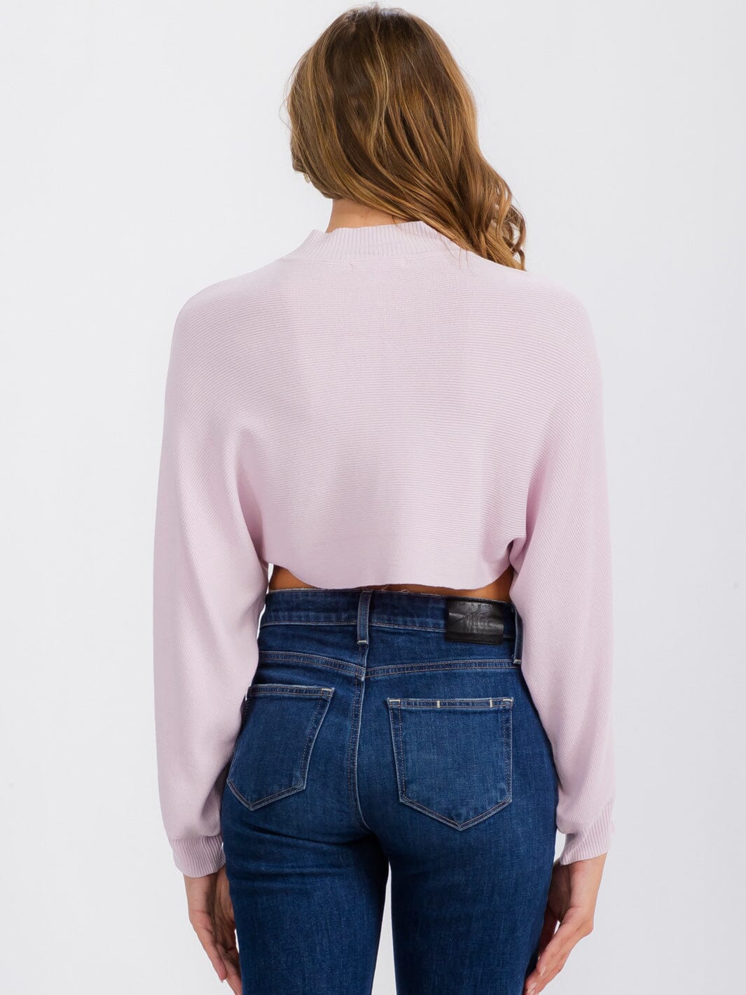 WOMEN'S LONG SLEEVE MOCK NECK KNIT CROP TOP