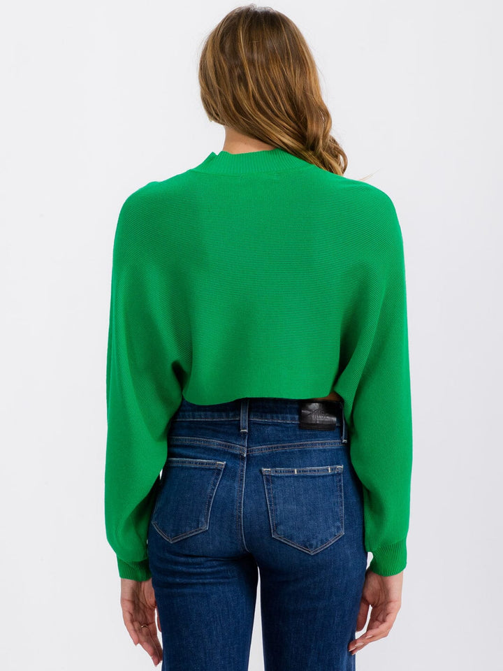 WOMEN'S LONG SLEEVE MOCK NECK KNIT CROP TOP