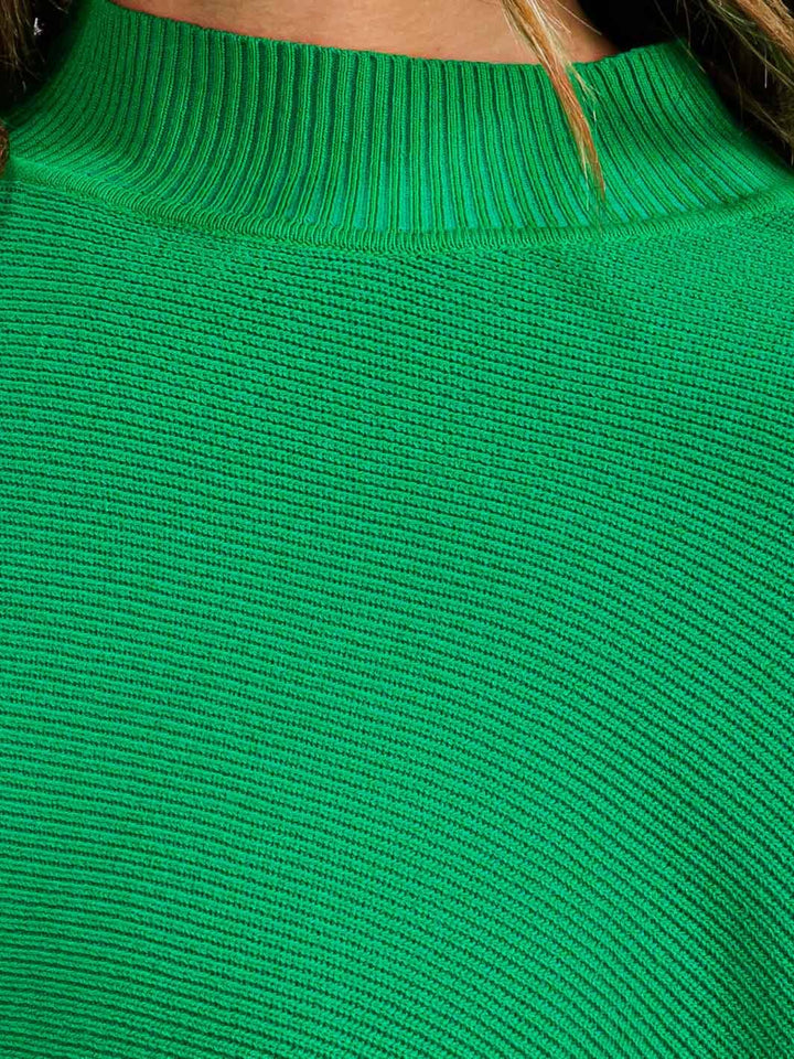 WOMEN'S LONG SLEEVE MOCK NECK KNIT CROP TOP