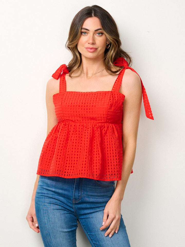 WOMEN'S SLEEVELESS LACE PEPLUM TANK TOP