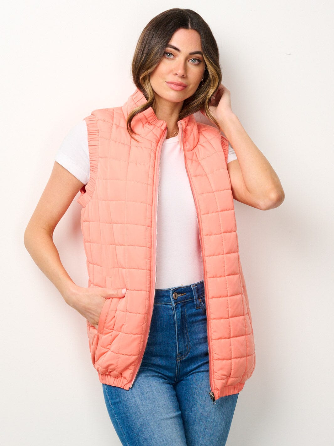 WOMEN'S SLEEVELESS ZIP UP POCKETS VEST