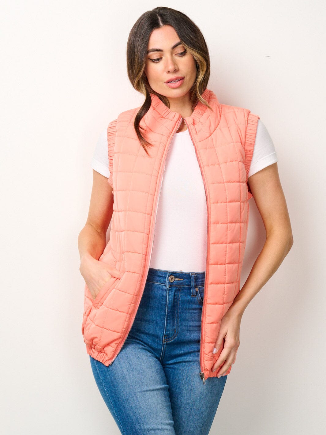 WOMEN'S SLEEVELESS ZIP UP POCKETS VEST