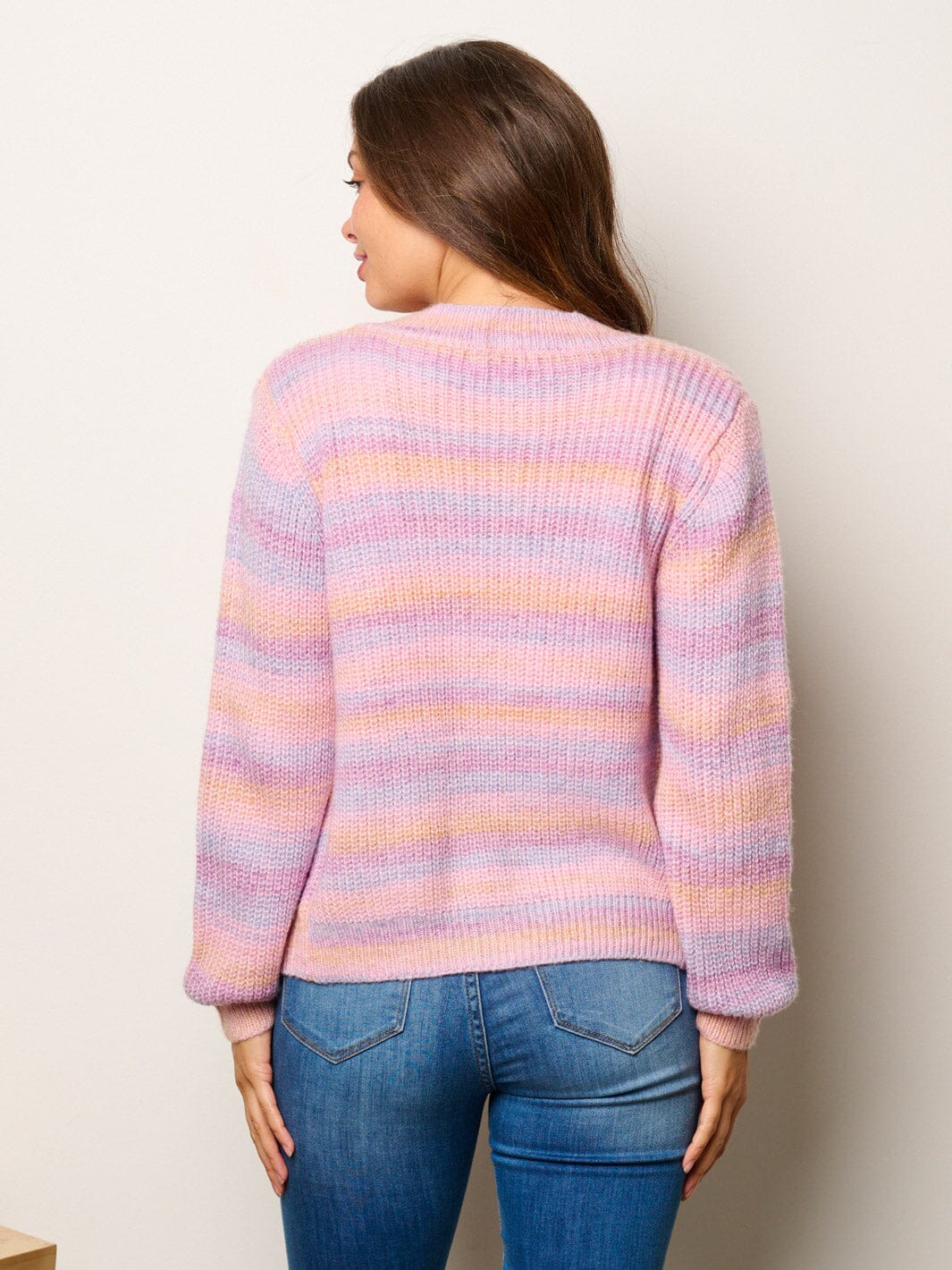 WOMEN'S TANK TOP & LONG SLEEVE CARDIGAN MULTI STRIPES 2PC SET TOP