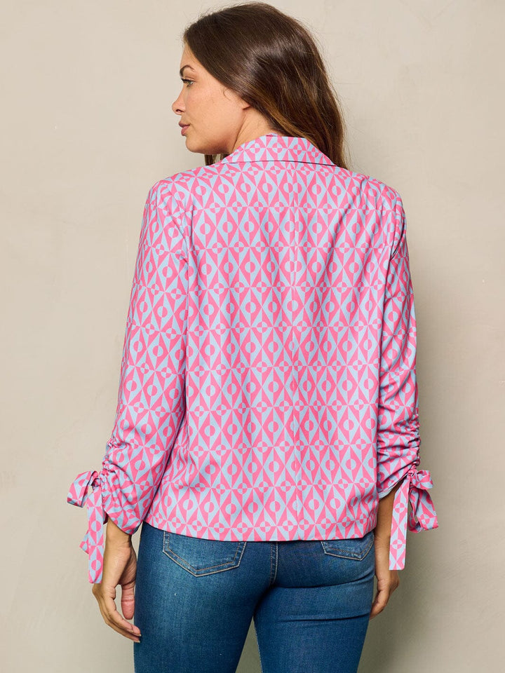 WOMEN'S 3/4 SLEEVES BLAZER & CROP TOP PRINTED 2PC SET.