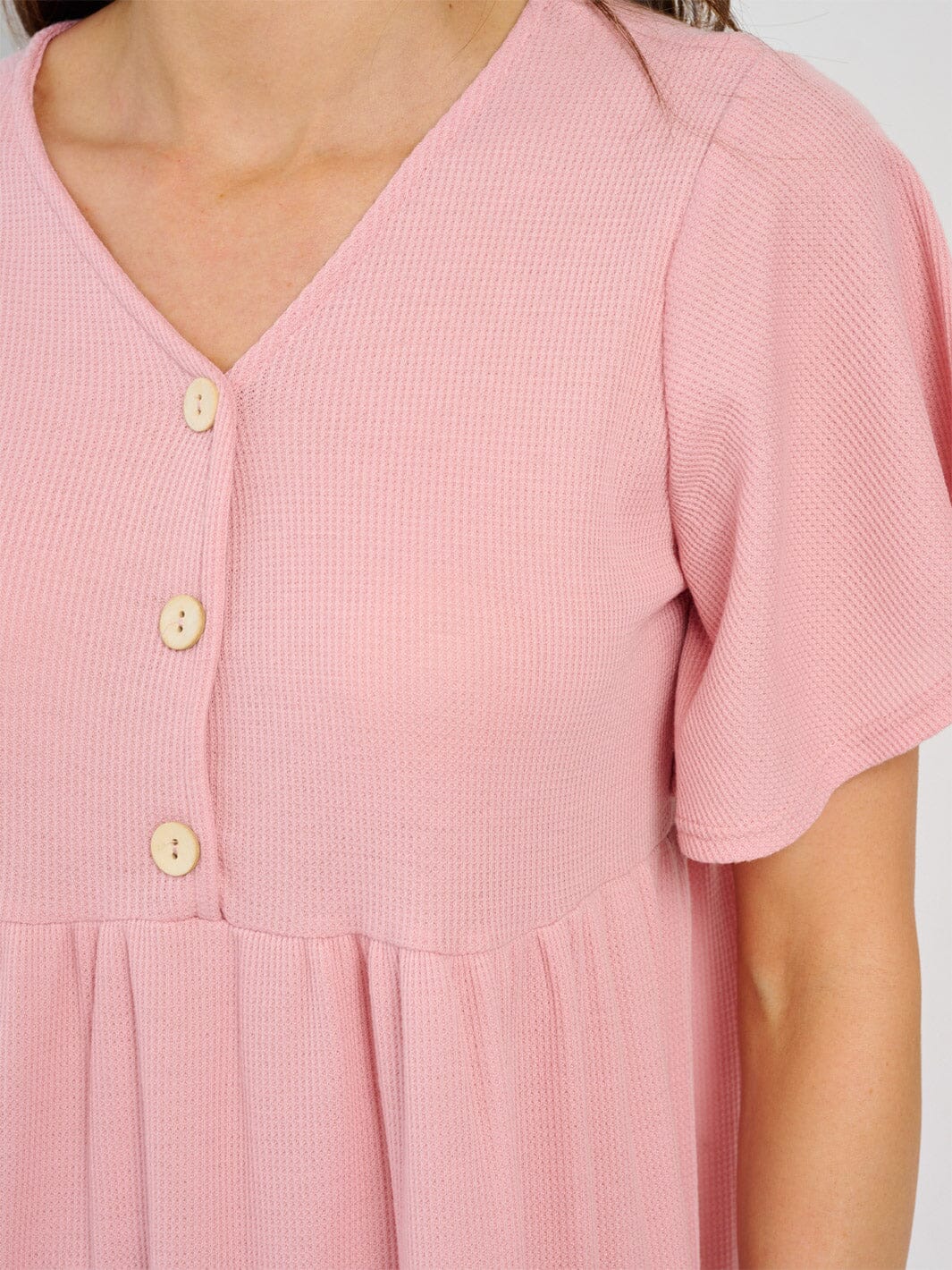WOMEN'S SHORT SLEEVE BUTTON UP TIERED MINI DRESS