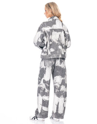 WOMEN'S BUTTON CLOSURE POCKETS TIE DYE DENIM PANTS