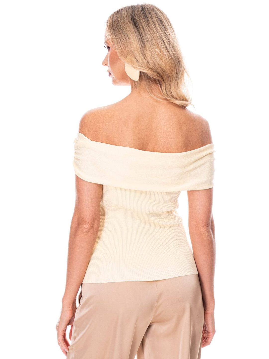 WOMEN'S OFF SHOULDER RIBBED BLOUSE