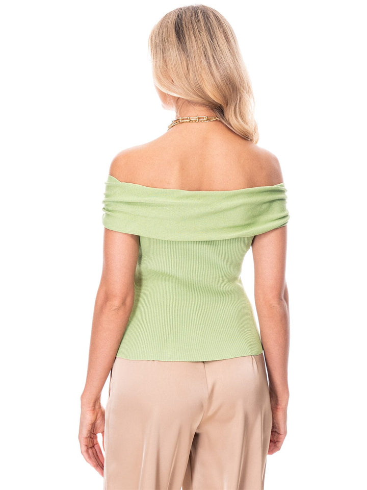 WOMEN'S OFF SHOULDER RIBBED BLOUSE