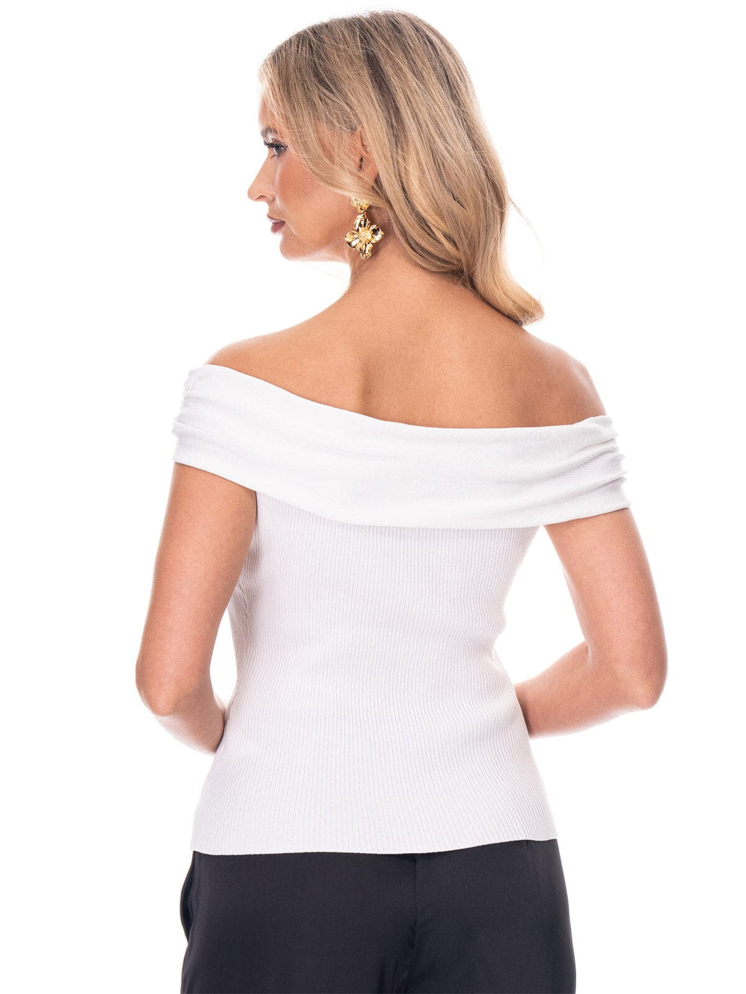 WOMEN'S OFF SHOULDER RIBBED BLOUSE