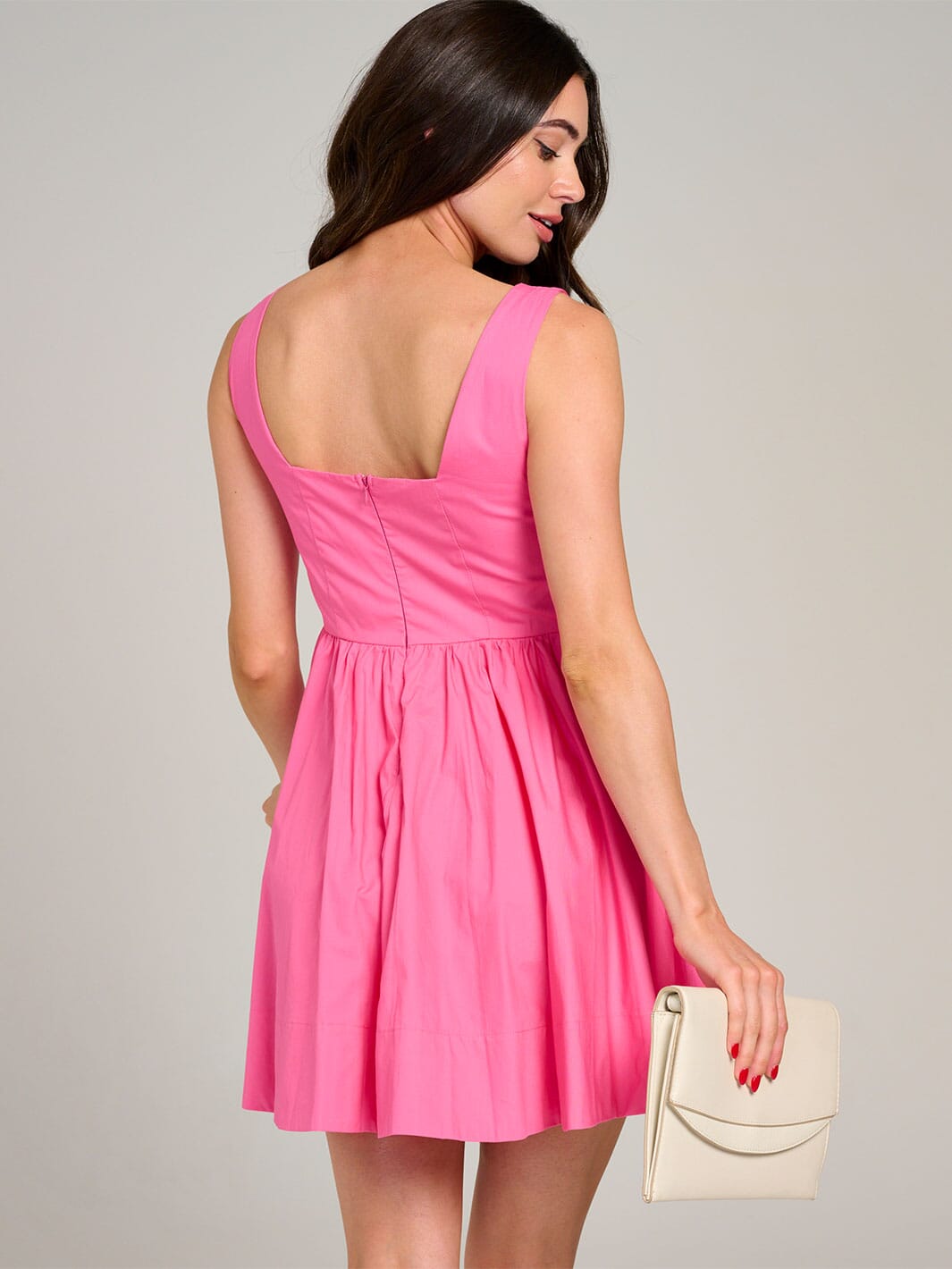 WOMEN'S SLEEVELESS SQUARE NECK FIT & FLARE MINI DRESS