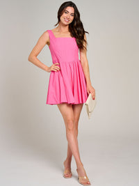 WOMEN'S SLEEVELESS SQUARE NECK FIT & FLARE MINI DRESS