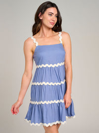 WOMEN'S SLEEVELESS SMOCK COLORBLOCK TIERED MINI DRESS