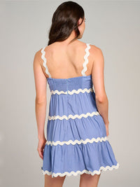 WOMEN'S SLEEVELESS SMOCK COLORBLOCK TIERED MINI DRESS