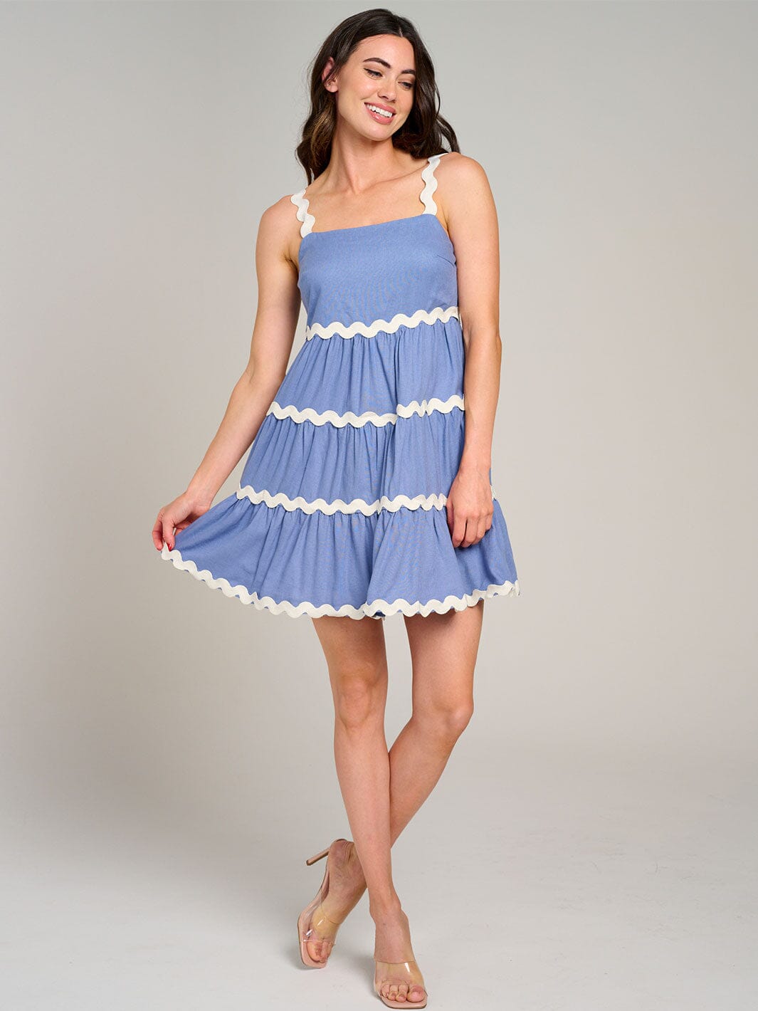 WOMEN'S SLEEVELESS SMOCK COLORBLOCK TIERED MINI DRESS