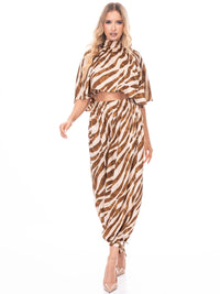 WOMEN'S ELASTIC WAIST ANIMAL PRINT JOGGER PANTS