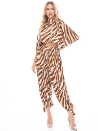 WOMEN'S ELASTIC WAIST ANIMAL PRINT JOGGER PANTS