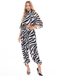WOMEN'S ELASTIC WAIST ANIMAL PRINT JOGGER PANTS