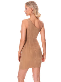 WOMEN'S SLEEVELESS ONE SHOULDER BODYCON MINI DRESS
