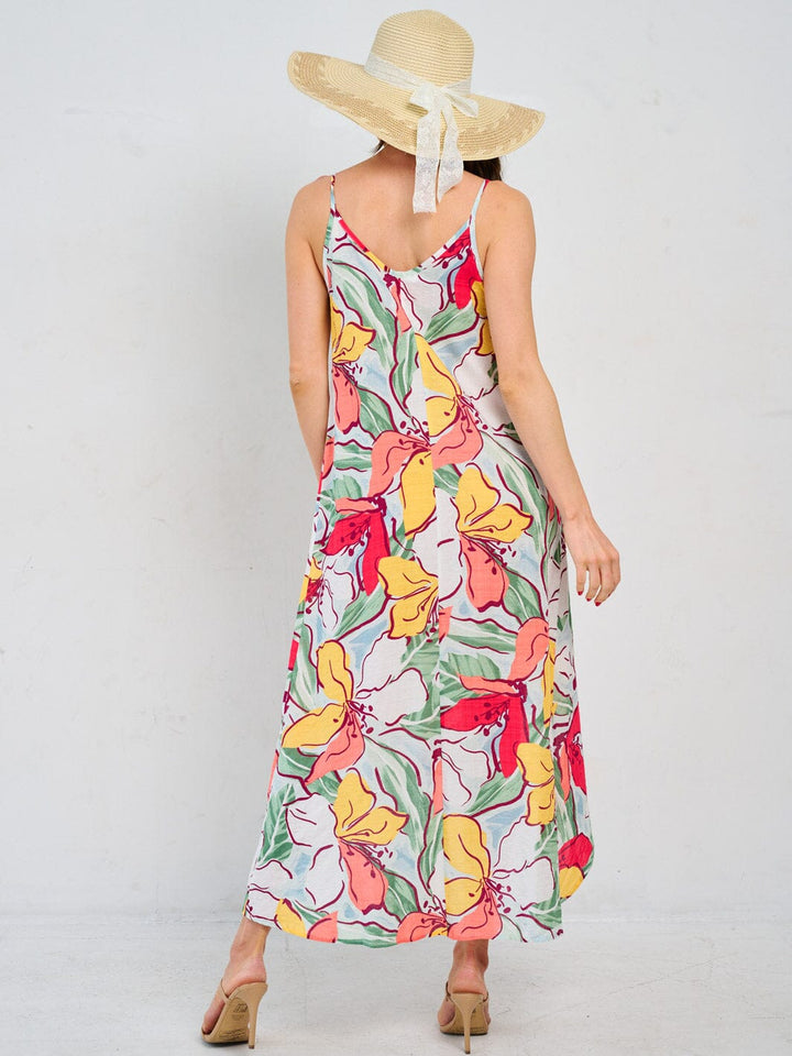 WOMEN'S SLEEVELESS HIGH-LOW FLORAL MAXI DRESS