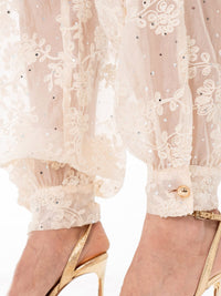 WOMEN'S ZIP UP FRONT POCKETS FLOWER LACE STUDS JOGGER PANTS